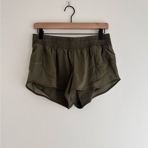 Lululemon Athletica Hotty Hot Olive Green Athletic Shorts 2.5” Inseam